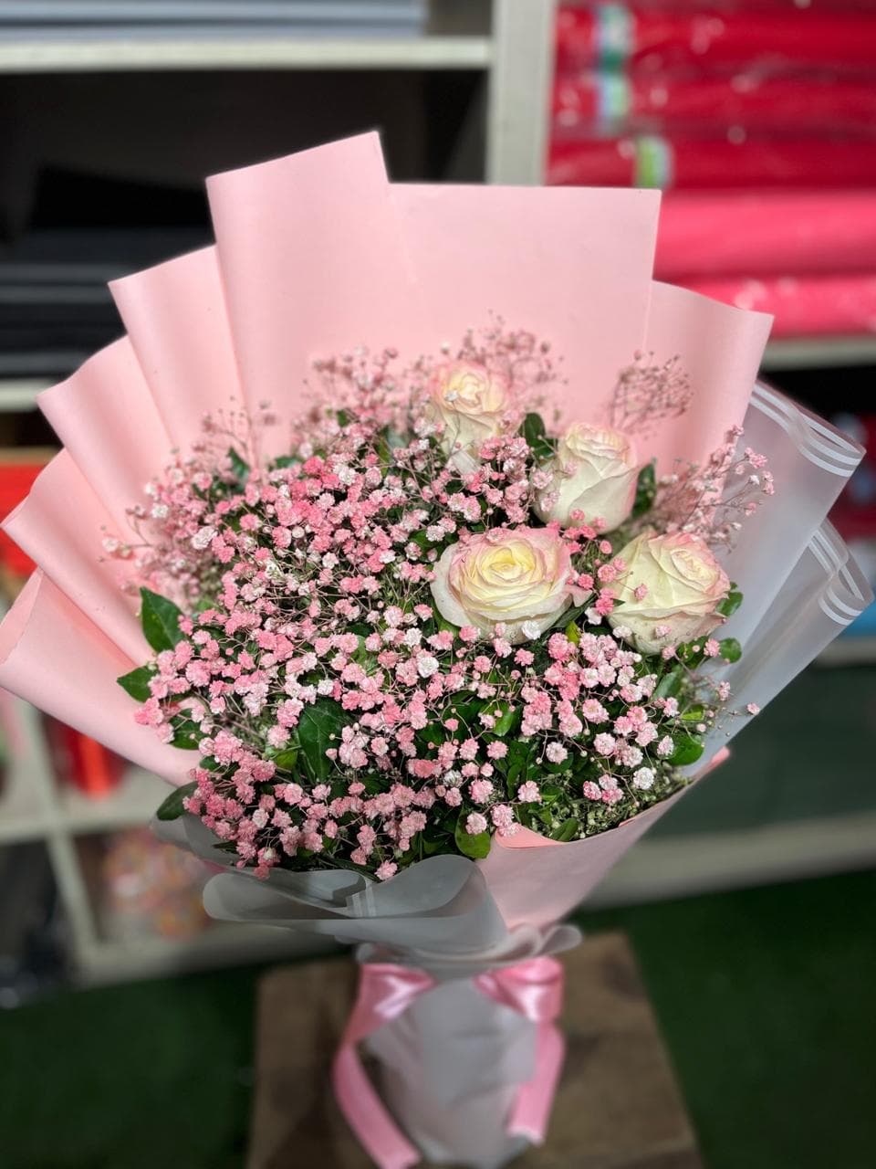 Peach Rose & Chrysanthemum Bouquet